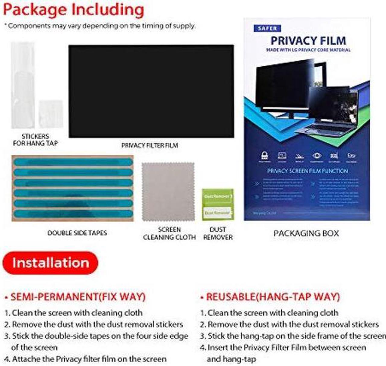 Alt view image 5 of 5 - 24 Inch B(20.9"x11.8") Privacy Screen Filter Film Type for Monitor Screen Protector Anti Glare Bubble Free Touch Screen