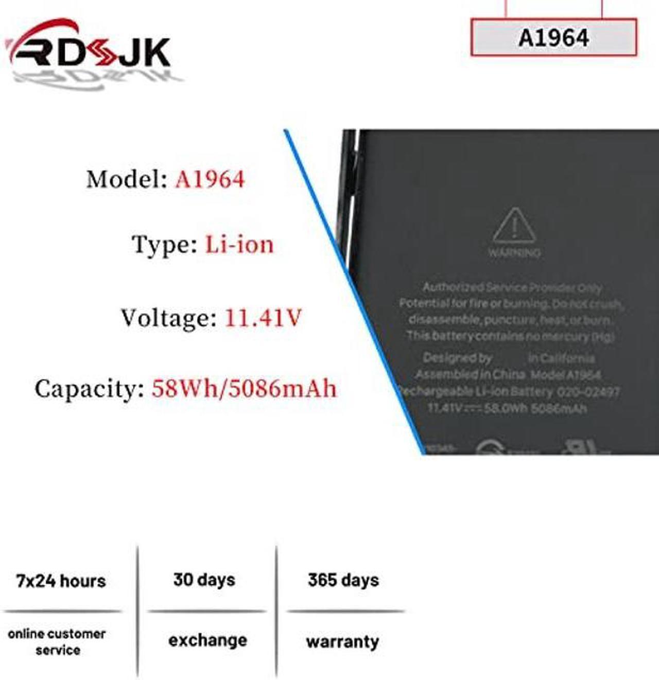 Alt view image 2 of 5 - A1964 Laptop Battery for MacBook Pro 13" (A1989) Mid 2018 2019 A2251 2020 EMC 3214 EMC 3358 3348 BTO/CTO MR9Q2LL/A MR9R2LL/A MR9T2LL/A MR9V2LL/A MV962LL/A MV9A2LL/A MV962LL/A MV972LL/A 11.41V 58Wh