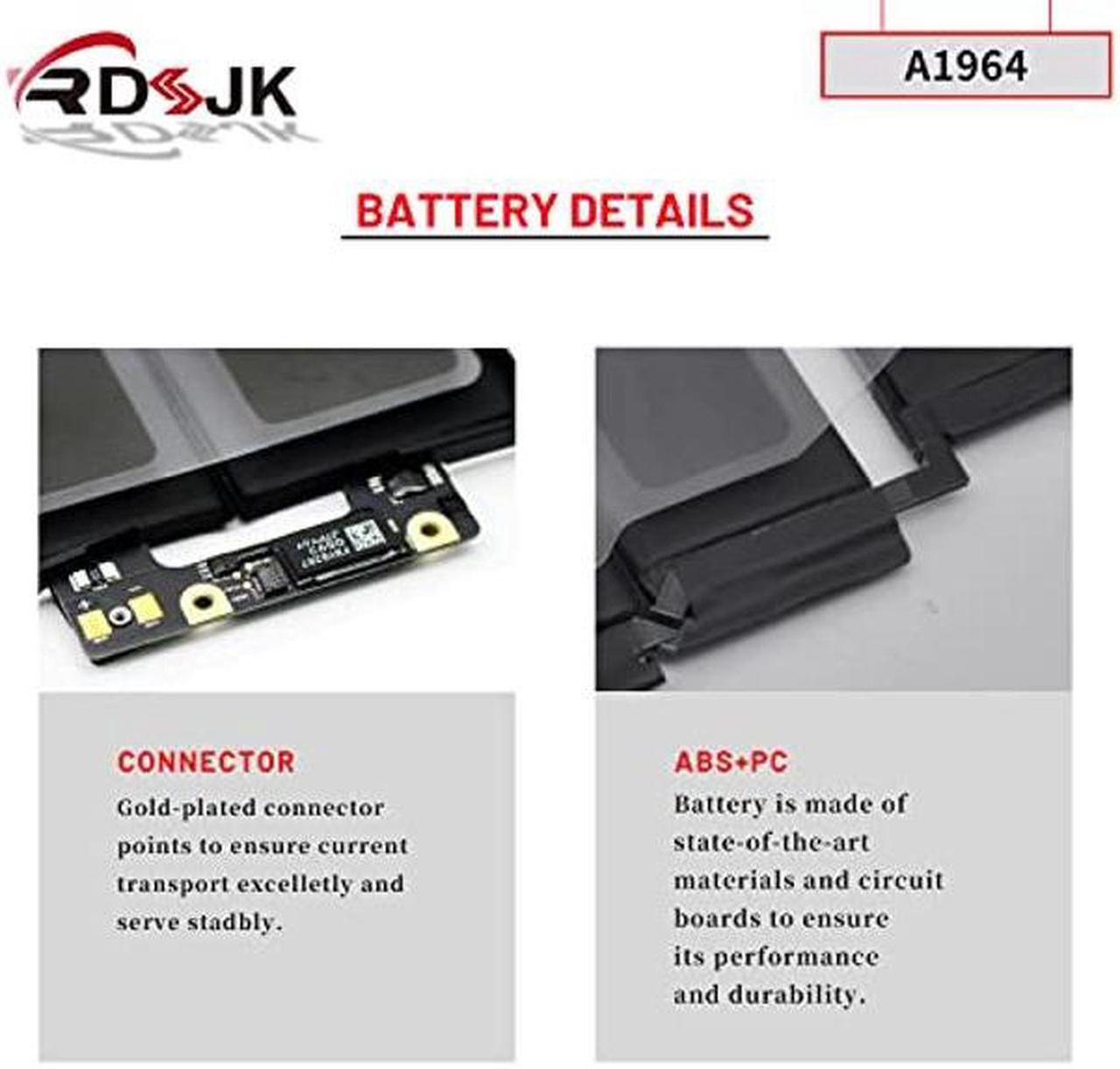 Alt view image 5 of 5 - A1964 Laptop Battery for MacBook Pro 13" (A1989) Mid 2018 2019 A2251 2020 EMC 3214 EMC 3358 3348 BTO/CTO MR9Q2LL/A MR9R2LL/A MR9T2LL/A MR9V2LL/A MV962LL/A MV9A2LL/A MV962LL/A MV972LL/A 11.41V 58Wh