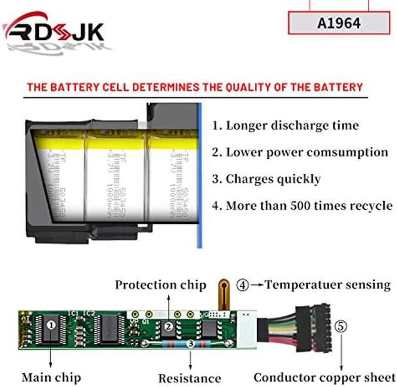 Alt view image 4 of 5 - A1964 Laptop Battery for MacBook Pro 13" (A1989) Mid 2018 2019 A2251 2020 EMC 3214 EMC 3358 3348 BTO/CTO MR9Q2LL/A MR9R2LL/A MR9T2LL/A MR9V2LL/A MV962LL/A MV9A2LL/A MV962LL/A MV972LL/A 11.41V 58Wh