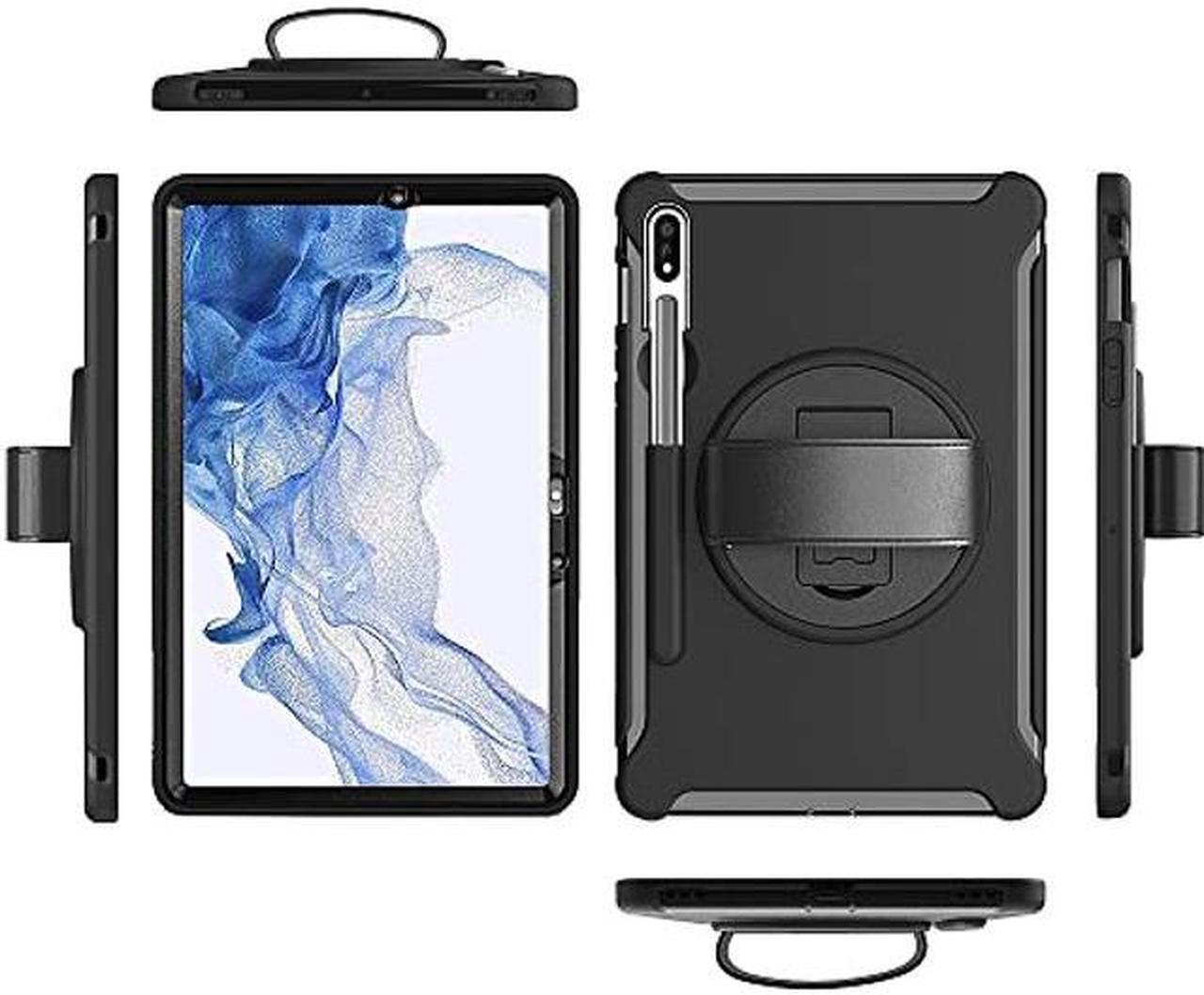 Alt view image 2 of 5 - SaharaCase Protection Hand Strap Series Case Cover for Samsung Galaxy Tab S8 (2022) [Shockproof Bumper] Heavy Duty Rugged Protection Antislip Integrated Kickstand - Black