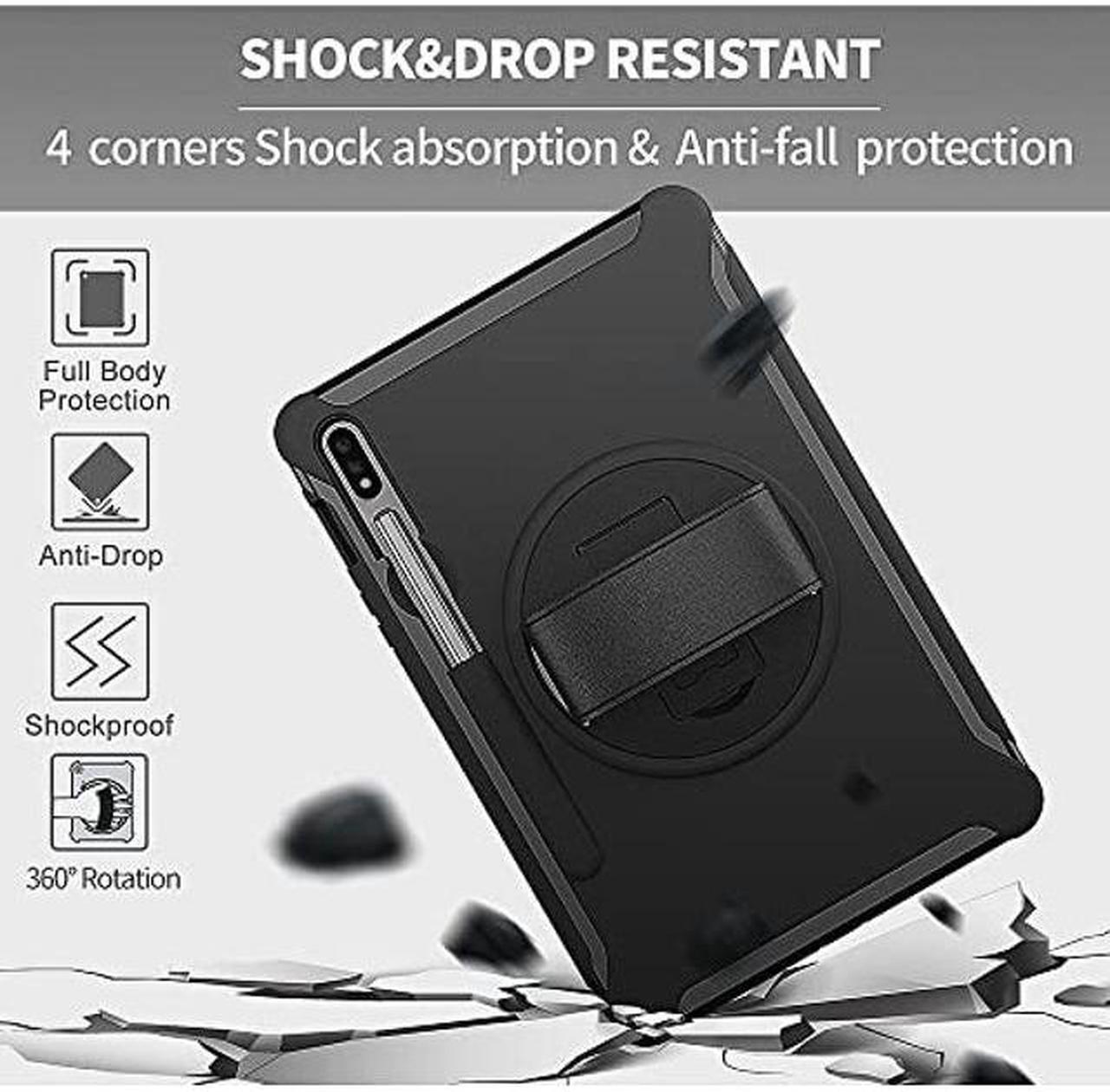 Alt view image 5 of 5 - SaharaCase Protection Hand Strap Series Case Cover for Samsung Galaxy Tab S8 (2022) [Shockproof Bumper] Heavy Duty Rugged Protection Antislip Integrated Kickstand - Black
