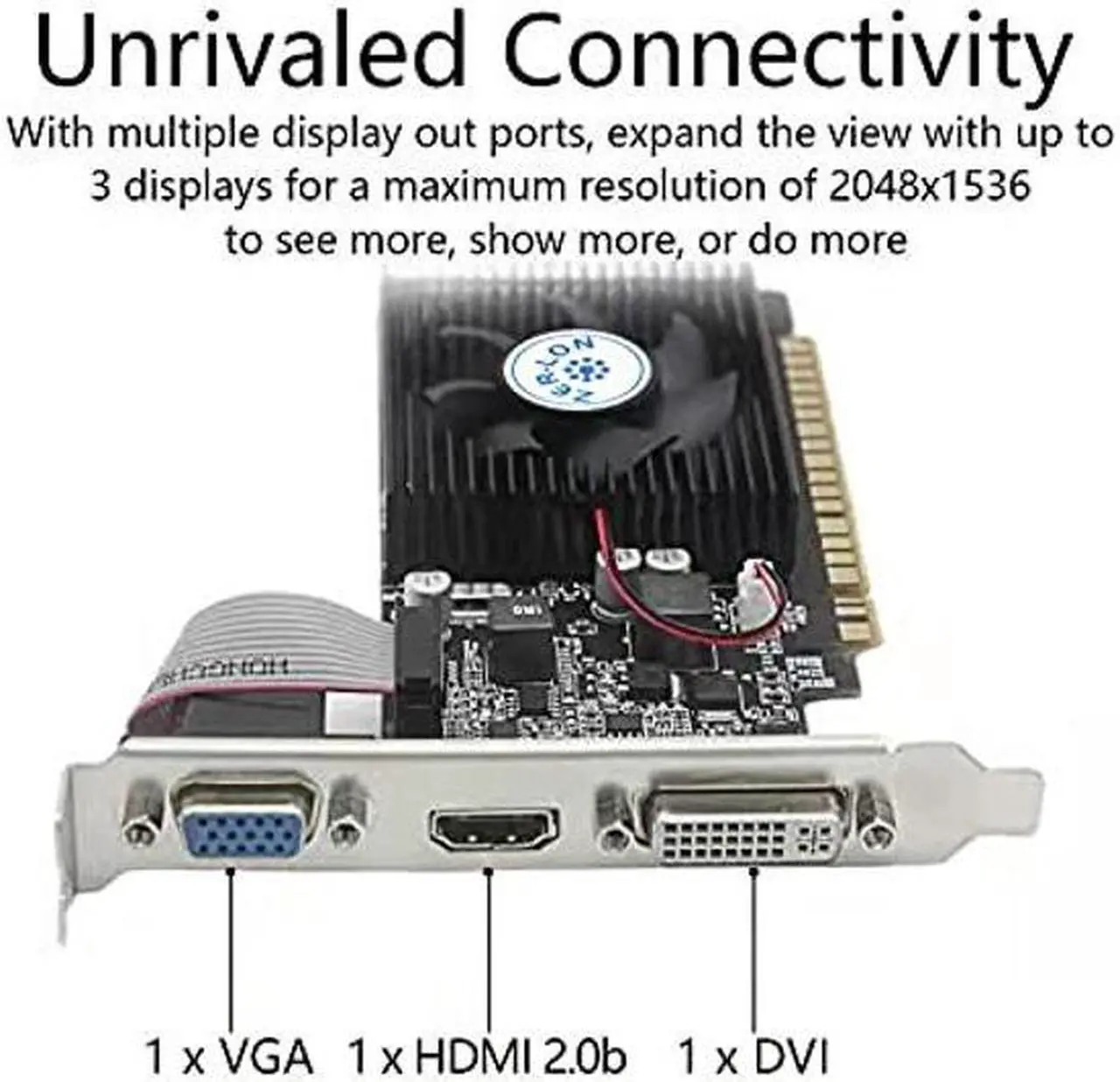Alt view image 4 of 5 - ZER-LON NVIDIA GT 730 Graphics Card, Computer Low Profile GPU, 4GB 128Bit GDDR3 PCIe x16, HDMI/VGA/DVI, DirectX 11, PhysX, OpenGL 3.1, Desktop Gaming Video Card, Support 2K (with Bracket)