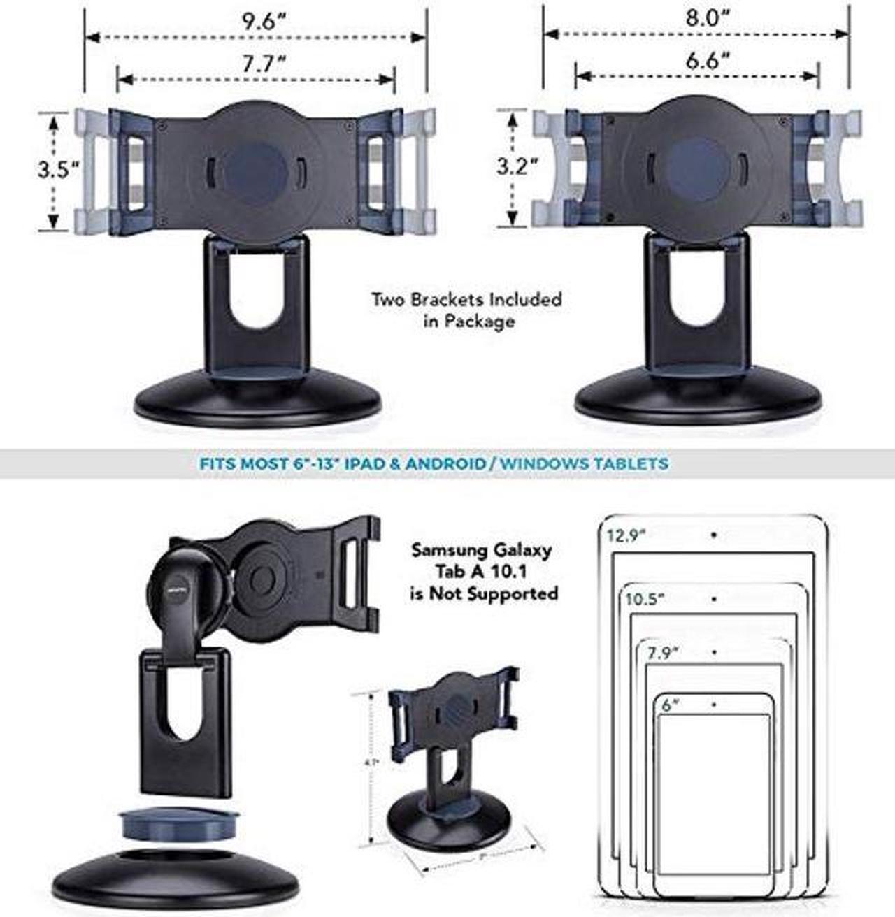 Alt view image 4 of 5 - AboveTEK Retail Kiosk iPad Stand, 360deg Rotating Commercial Tablet Stand, 6-13.5" Ipad Mini Pro-Business Tablet Holder, Swivel Design for Store POS Office Showcase Reception Kitchen Desktop