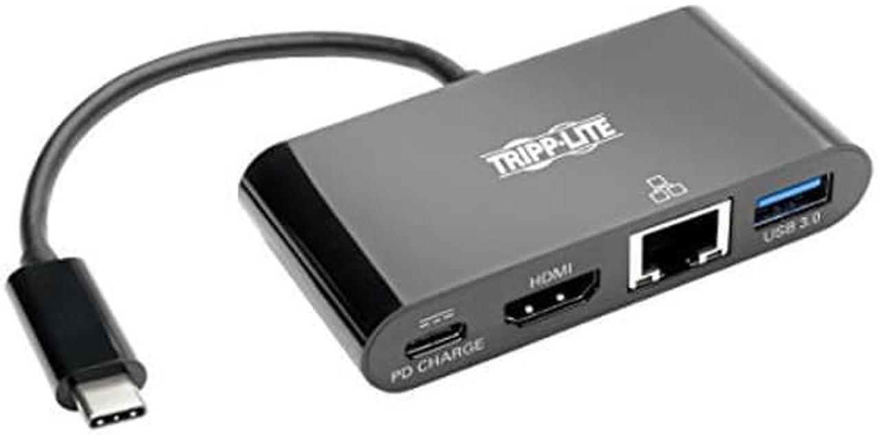 Main image of Tripp Lite USB C to HDMI Multiport Adapter Converter Docking Station w/ USB-A Hub, Gigabit Ethernet Thunderbolt 3 USB Type C 1080p Black (U444-06N-HGUB-C)