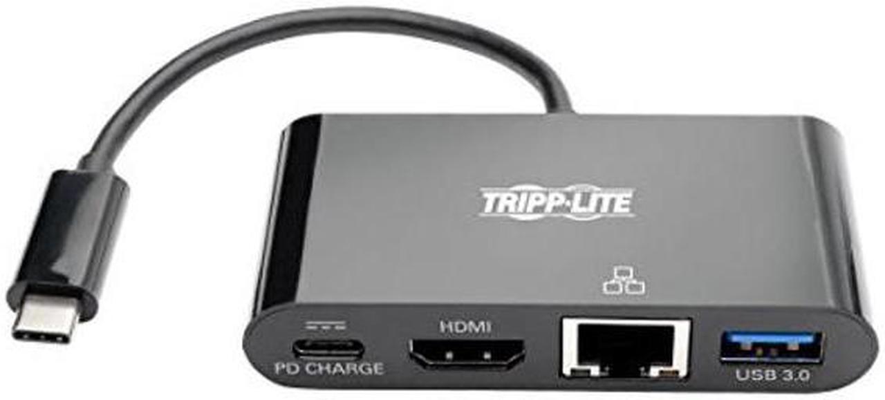 Alt view image 3 of 5 - Tripp Lite USB C to HDMI Multiport Adapter Converter Docking Station w/ USB-A Hub, Gigabit Ethernet Thunderbolt 3 USB Type C 1080p Black (U444-06N-HGUB-C)