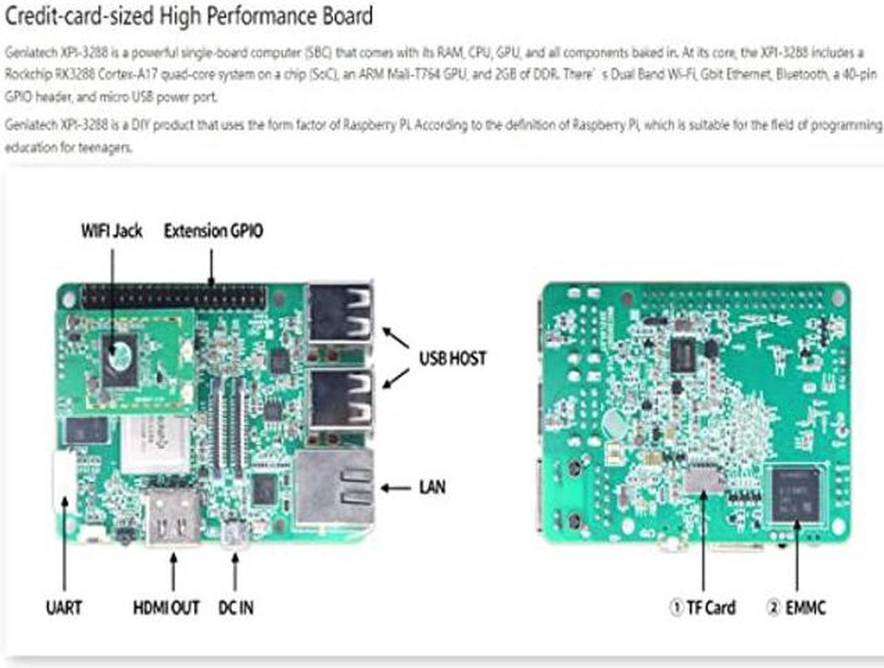 Alt view image 3 of 5 - Geniatech XPI-3288 Android Single Board Computer Development Board Moudle,Rockchip RK3288 Quad Core CPU 2G RAM, 16GB EMMC Flash Motherboard