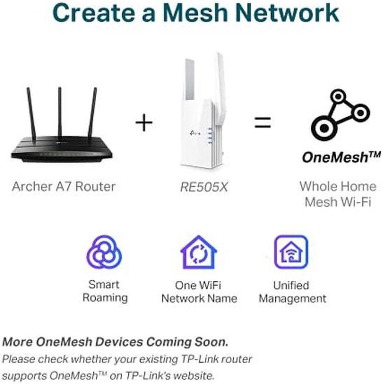 Alt view image 4 of 5 - TP-Link AX1500 WiFi Extender Internet Booster, WiFi 6 Range Extender Covers up to 1500 sq.ft and 25 Devices,Dual Band up to 1.5Gbps Speed, AP Mode w/Gigabit Port, APP Setup, OneMesh Compatible(RE505X)