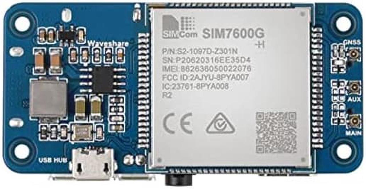 Main image of Waveshare SIM7600G-H 4G HAT (B) for Raspberry Pi Supports LTE Cat-4 4G/3G/2G GNSS Positioning Global Band