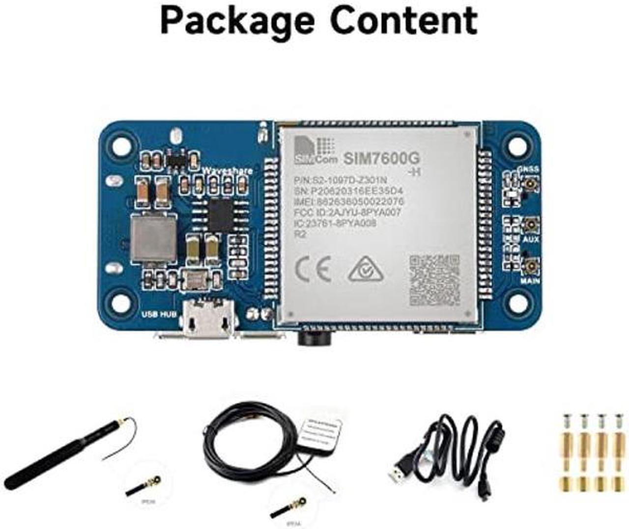 Alt view image 2 of 5 - Waveshare SIM7600G-H 4G HAT (B) for Raspberry Pi Supports LTE Cat-4 4G/3G/2G GNSS Positioning Global Band