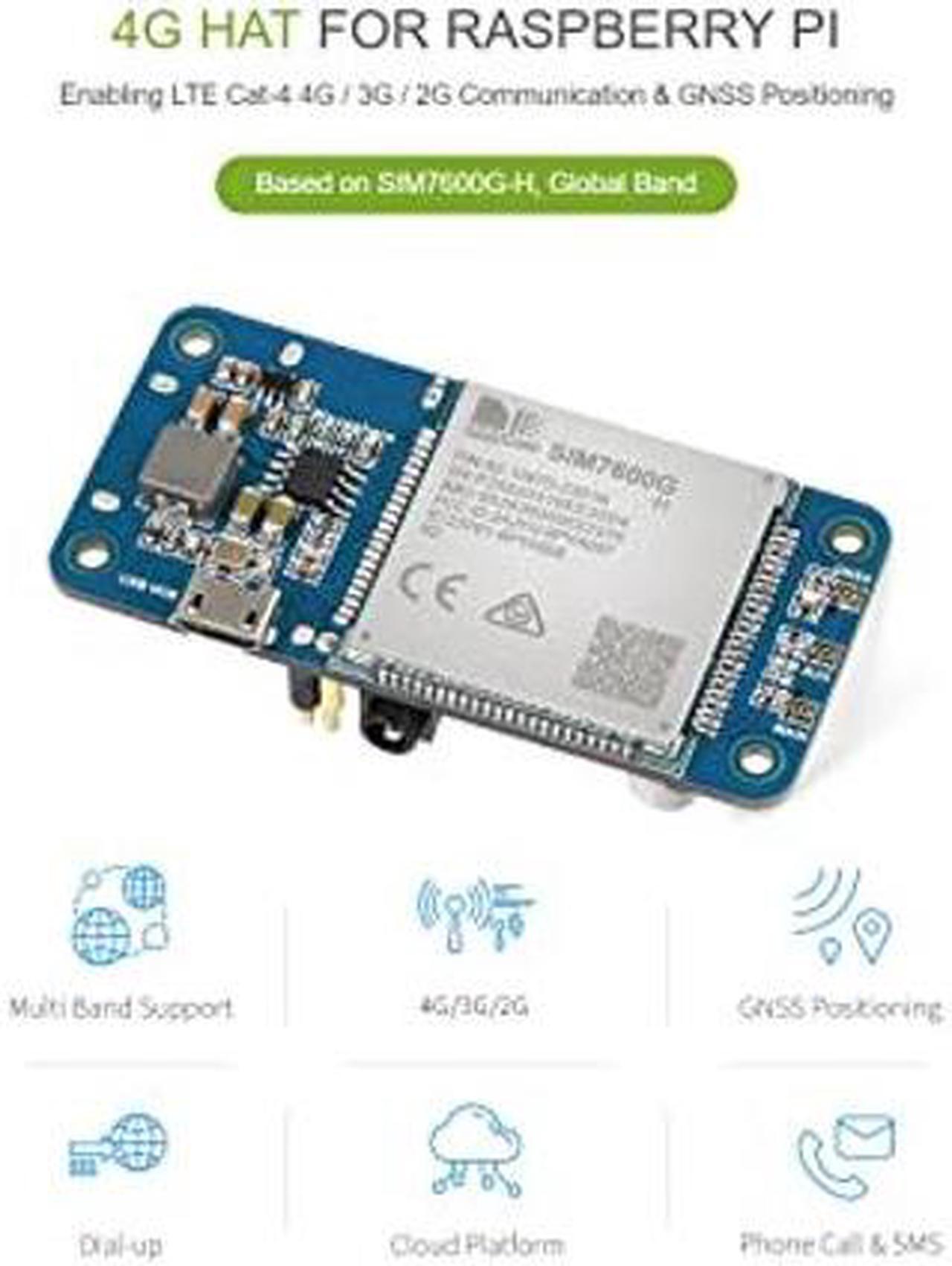 Alt view image 3 of 5 - Waveshare SIM7600G-H 4G HAT (B) for Raspberry Pi Supports LTE Cat-4 4G/3G/2G GNSS Positioning Global Band