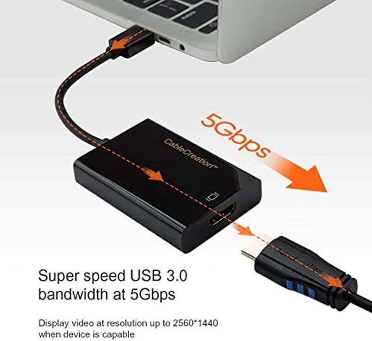 Alt view image 2 of 5 - CableCreation USB 3.0 to HDMI Adapter with DisplayLink, USB External Display Graphics Adapter Compatible with Windows 11,10 and Mac,Black