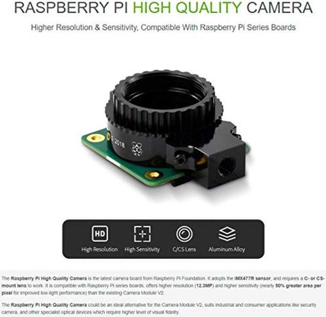 Alt view image 2 of 5 - Raspberry Pi HQ Camera Module with Case for Raspberry Pi 4B/3B+/3B/2B/A+/Zero/W/Zero WH,12.3MP IMX477 Sensor Support C- and CS-Mount Lenses, Alternative for Raspberry Pi Camera Module V2 (8 Items)