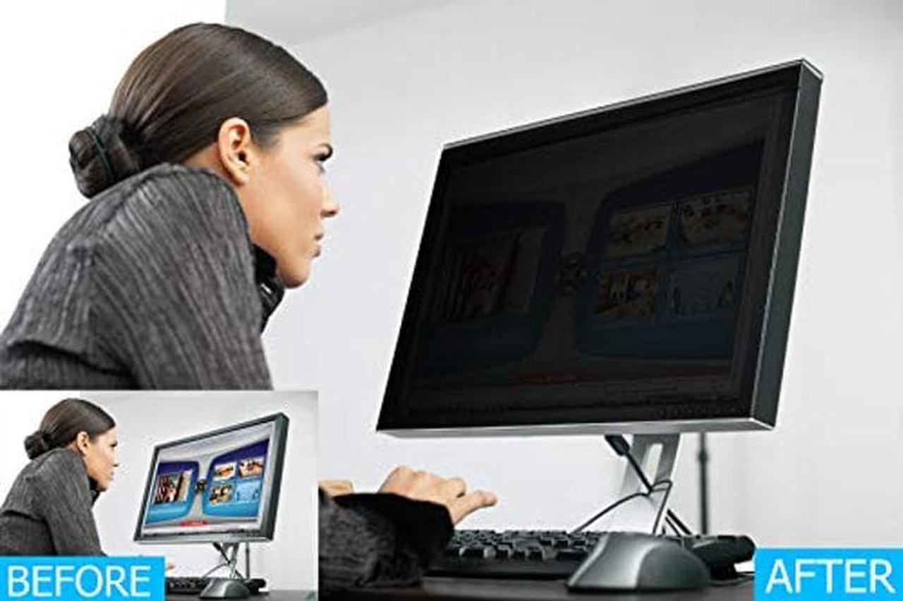 Alt view image 4 of 5 - EZ-Pro Screen Protector Privacy Screen Panel for 27 inches (Screen Measured Diagonally) Computer Monitor, Anti Blue Light and Easy Installation, Screen Panel Size 14" Height x24.1 Width