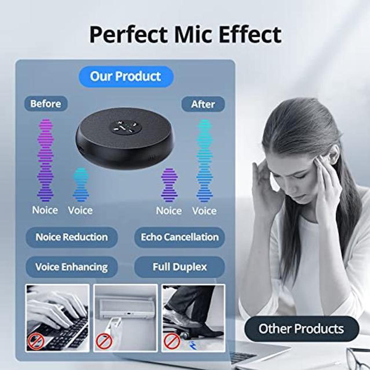 Alt view image 3 of 5 - EMEET USB Speakerphone M1A Zoom Certified AI Mics 360deg Voice Pickup USB Type C-A Plug&Play Fast Mute Laptop Mic&Speaker Noise Reduction Echo Cancellation Conference Computer Speakers with Microphone