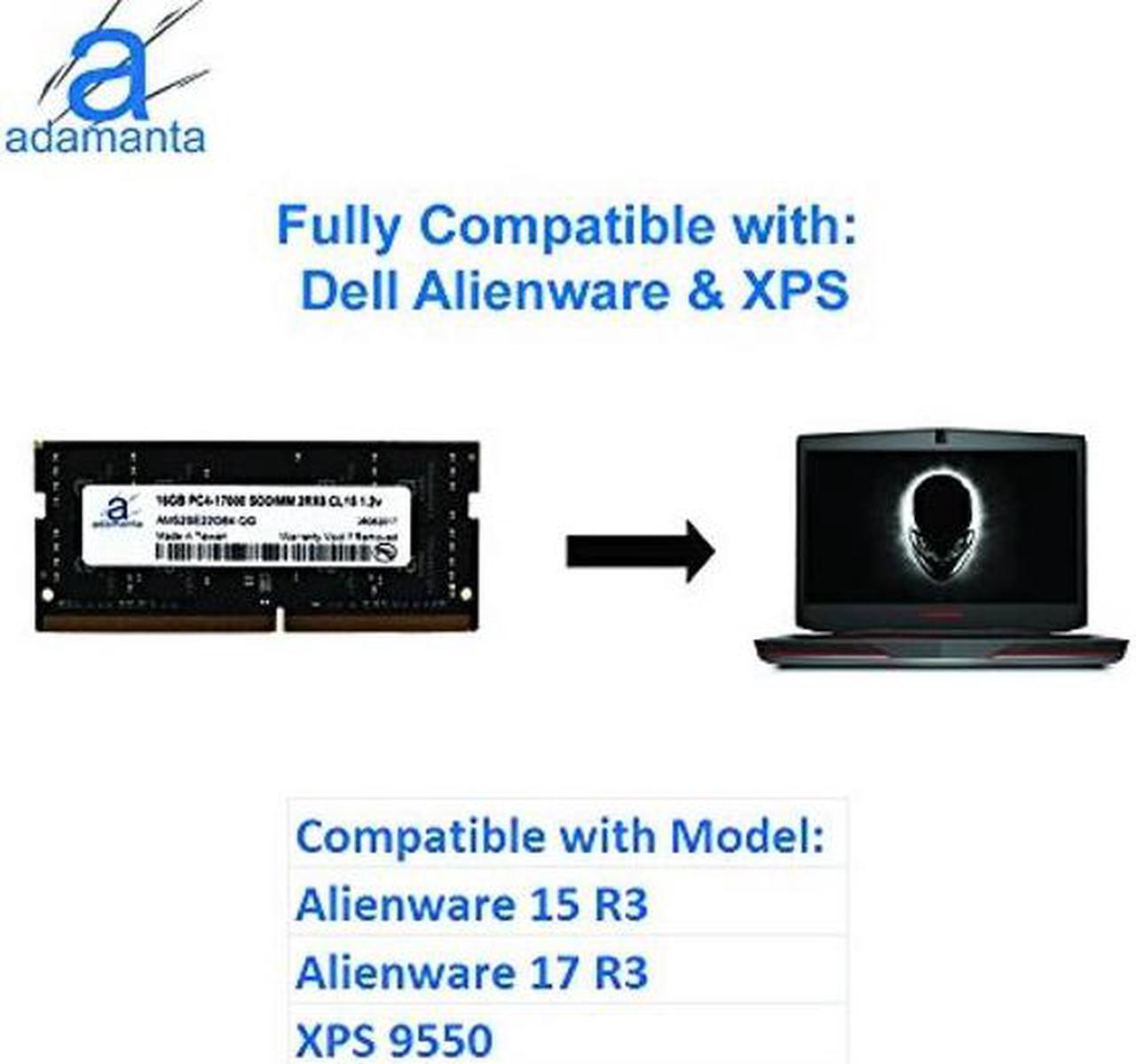 Alt view image 3 of 5 - Adamanta 16GB (1x16GB) Laptop Memory Upgrade Compatible for Dell Alienware, Inspiron, Latitude, Precision, XPS DDR4 2133Mhz PC4-17000 SODIMM 2Rx8 CL15 1.2v DRAM RAM