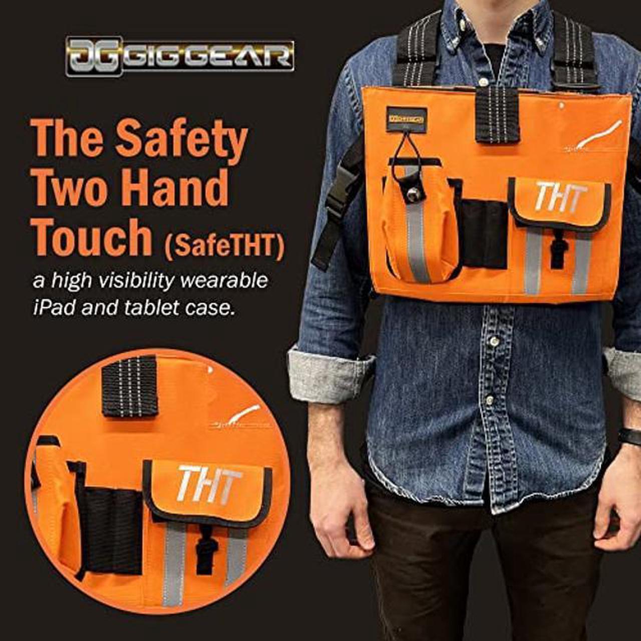 Alt view image 3 of 5 - Gig Gear Two Hand Touch Tablet Chest Harness for iPad & Samsung Tablets, Workplace Safety & High Visibility Item Tablet Carrier with Strap & Compartments for 12.9 Inch Mobile Device & iPad Chest Mount