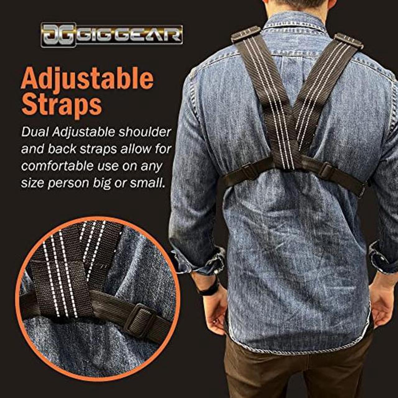 Alt view image 5 of 5 - Gig Gear Two Hand Touch Tablet Chest Harness for iPad & Samsung Tablets, Workplace Safety & High Visibility Item Tablet Carrier with Strap & Compartments for 12.9 Inch Mobile Device & iPad Chest Mount