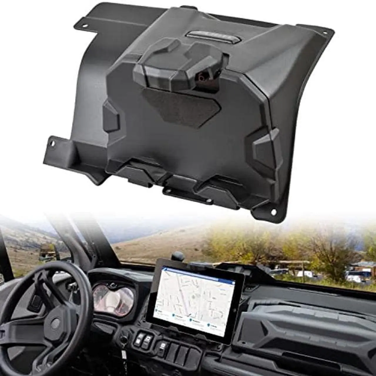 Main image of Electronic Device Holder with Storage Box Organizer Tray for Can Am Defender, LDETXY Electronic Device Phone Ipad Tablet GPS Holder Mounts for Can-Am Defender HD5 HD8 HD10 MAX 2016-2022 Accessories
