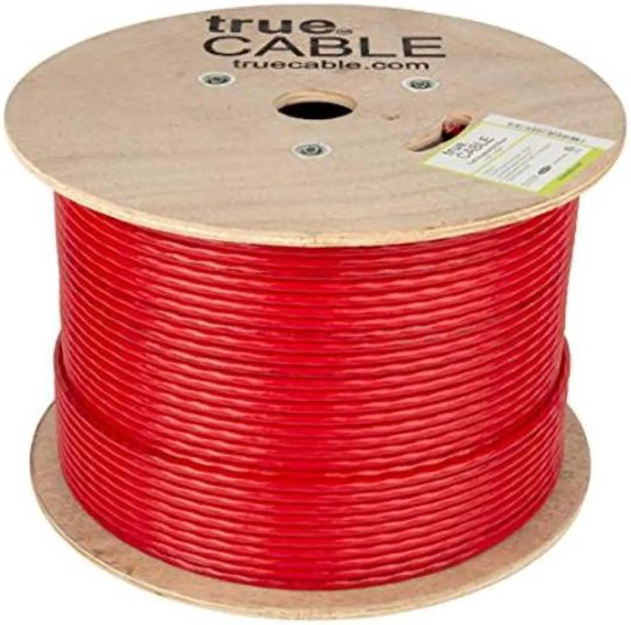 Alt view image 2 of 5 - trueCABLE Cat6A Riser (CMR), 1000ft, Red, 23AWG 4 Pair Solid Bare Copper, 750MHz, PoE++ (4PPoE), ETL Listed, Unshielded Twisted Pair (UTP), Bulk Ethernet Cable