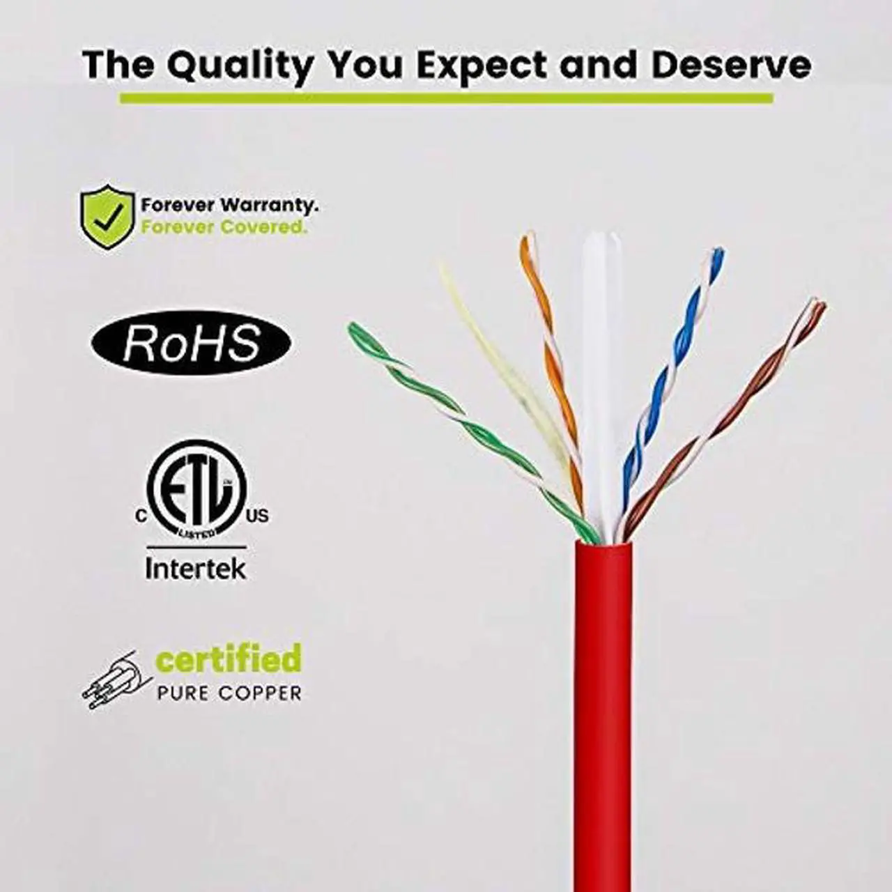 Alt view image 3 of 5 - trueCABLE Cat6A Riser (CMR), 1000ft, Red, 23AWG 4 Pair Solid Bare Copper, 750MHz, PoE++ (4PPoE), ETL Listed, Unshielded Twisted Pair (UTP), Bulk Ethernet Cable