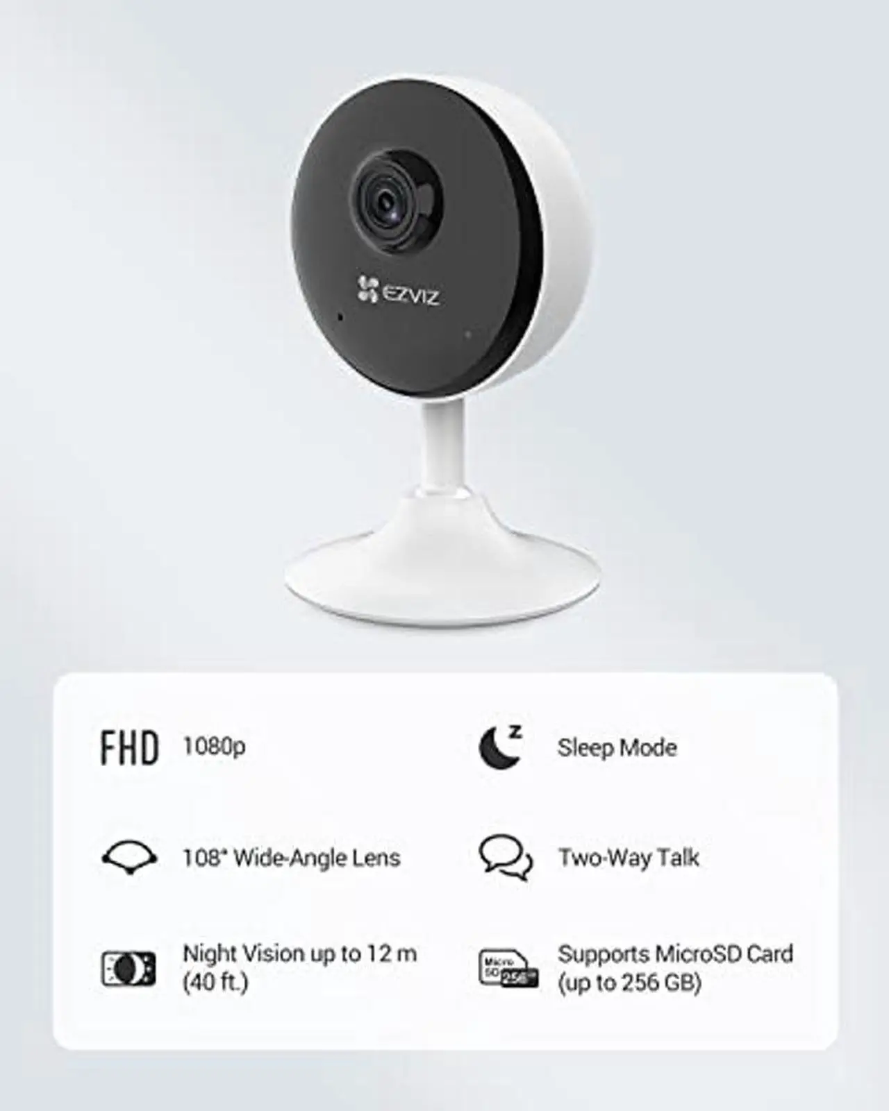 Alt view image 2 of 5 - EZVIZ Indoor Security Camera 1080P WiFi Baby Monitor, Smart Motion Detection, Two-Way Audio, 40ft Night Vision, Works with Alexa & Google Assistant(C1C)