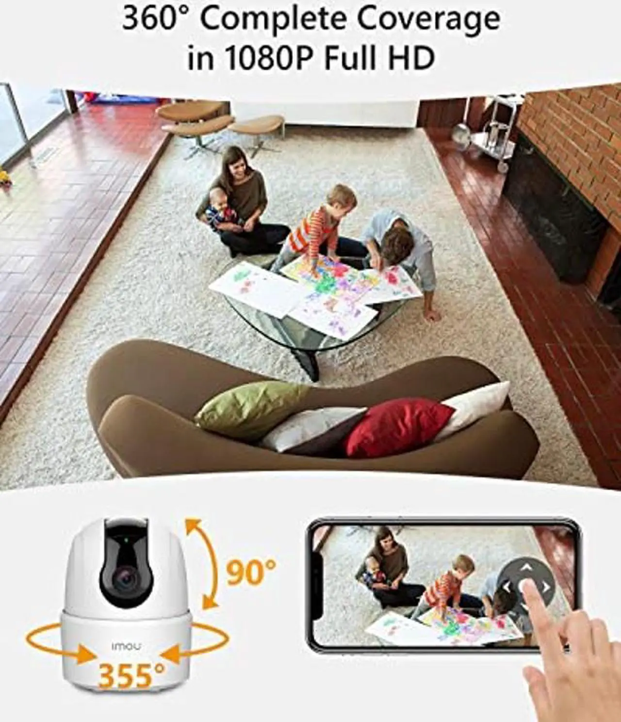 Alt view image 2 of 5 - Imou Indoor Security Camera 1080p WiFi Camera (2.4G Only) 360 Degree Home Camera with App, Night Vision, 2-Way Audio, Human Detection, Motion Tracking, Sound Detection, Local & Cloud Storage