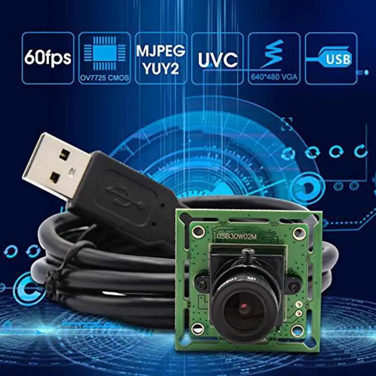 Alt view image 3 of 5 - Webcamera_usb 0.3mp Usb Camera Module VGA Webcam Module,High Speed 480p 60fps usb with Camera Wide Angle 3.6mm Lens Web Cam Board,Super Mini Webcamera Module CMOS OV7725 Raspberry Pi Linux Windows Cam