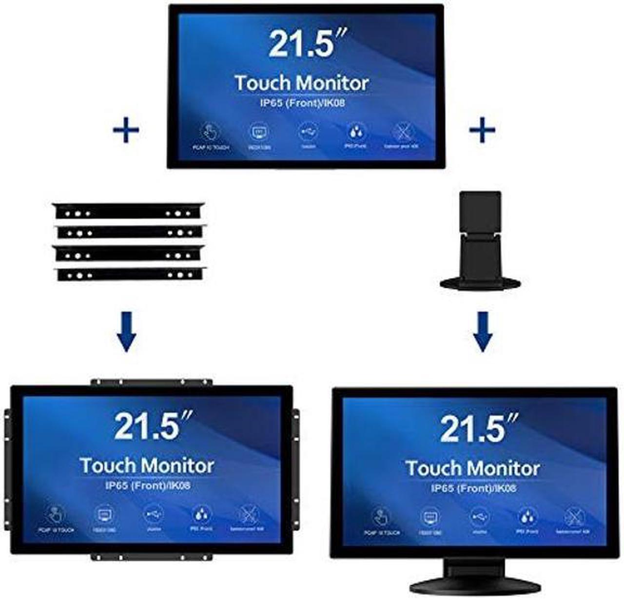Alt view image 4 of 5 - GreenTouch 21.5 inch 10 Points Touch Front IK08/IP65 Open Frame Touch Monitor Desktop or Wall Mountable Multi Point Touch 1920x1080