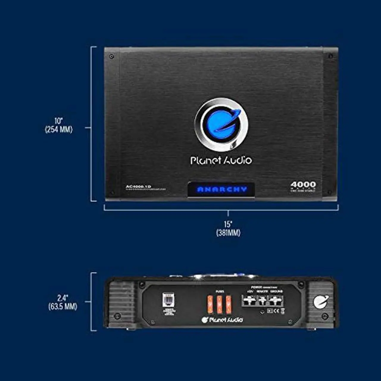 Alt view image 5 of 5 - Planet Audio AC4000.1D Anarchy Series Car Audio Amplifier - 4000 High Output, Class D, Monoblock, 1 Ohm Stable, Low Level Inputs, Low Pass Crossover, Hook Up To Stereo and Subwoofer