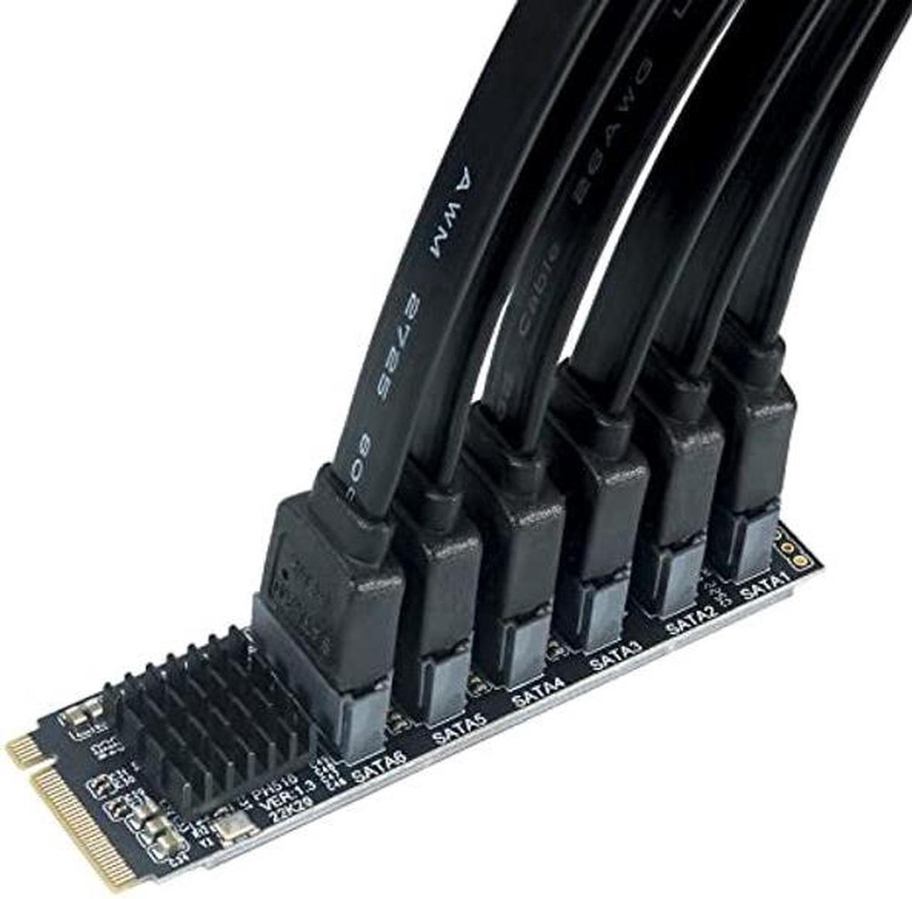 Alt view image 5 of 5 - Trotwei Blue M.2 NVME M Key to SATA 6-Port Expansion Card Support RAID for Desktop PC Storage Expansion at 6Gbps Speed
