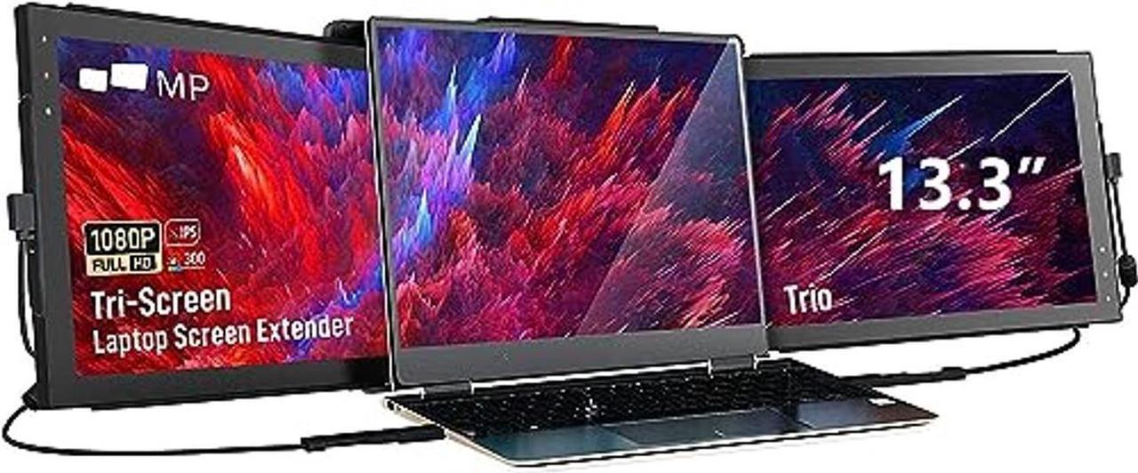 Main image of Mobile Pixels New Upgraded Trio Triple-Screen Laptop Monitors Portable Monitor, 13.3" Triple Monitor for 13''-14'' Laptops Built-in Kickstand (13.3-inch, Two Built-in Sliding displays, New TRO)