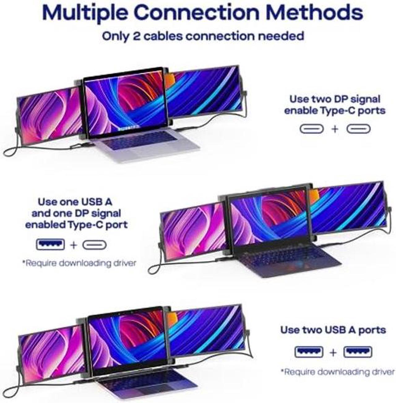 Alt view image 4 of 5 - Mobile Pixels New Upgraded Trio Triple-Screen Laptop Monitors Portable Monitor, 13.3" Triple Monitor for 13''-14'' Laptops Built-in Kickstand (13.3-inch, Two Built-in Sliding displays, New TRO)