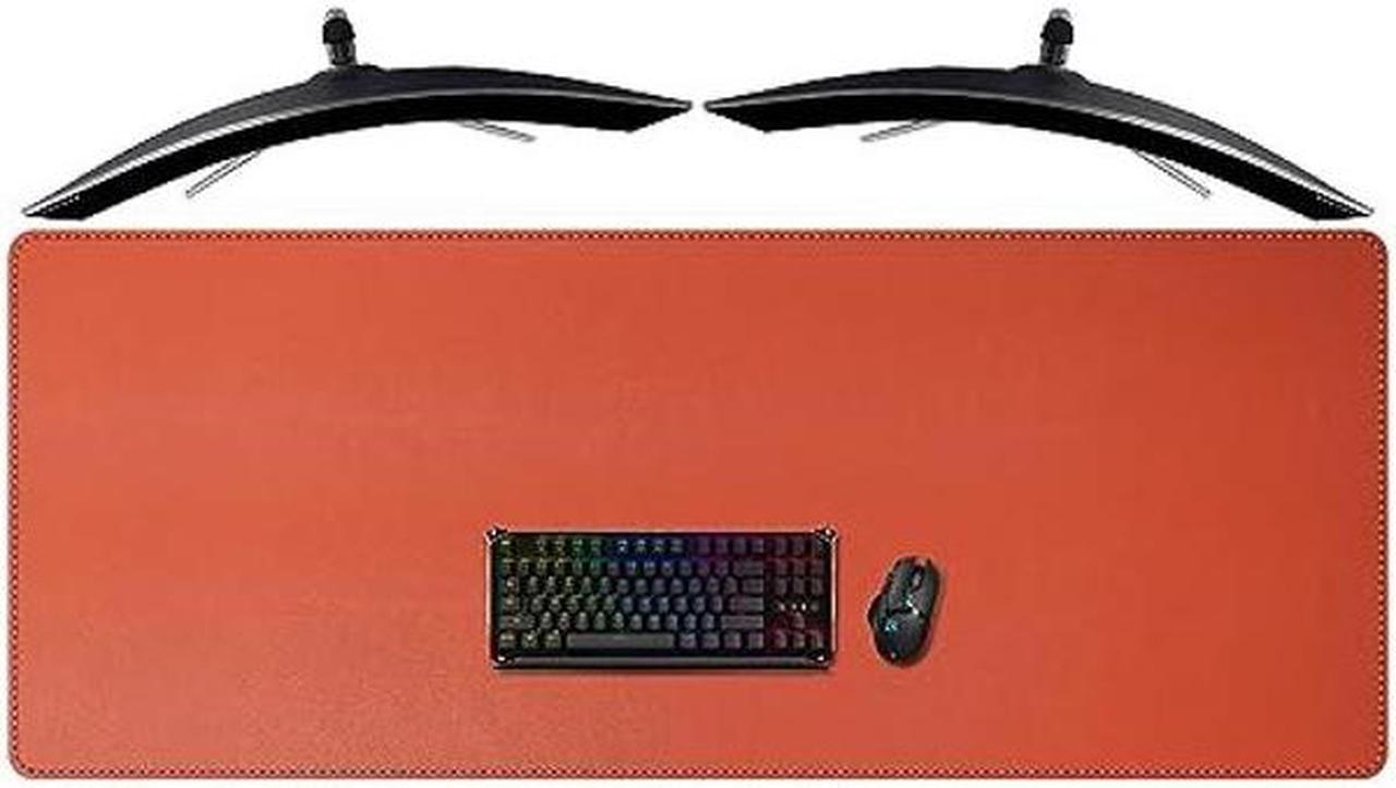 Main image of Cacoy Leather Desk Pad Protector, 55.1"x23.6" Large Waterproof Desktop Blotter Mat for Keyboard and Mouse, Dual-Sided Desk Writing Pad for Office and Home (Orange)