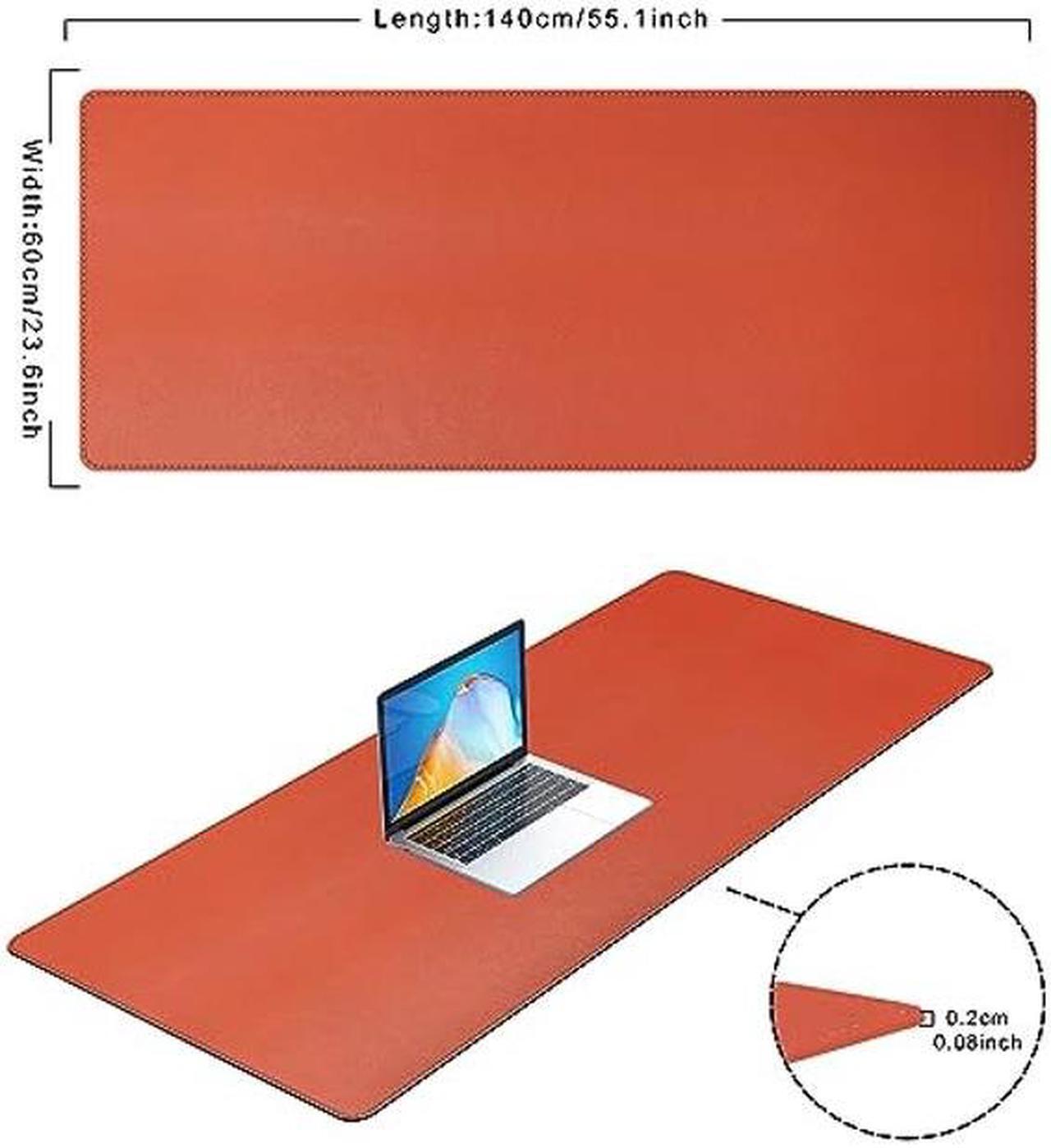 Alt view image 3 of 5 - Cacoy Leather Desk Pad Protector, 55.1"x23.6" Large Waterproof Desktop Blotter Mat for Keyboard and Mouse, Dual-Sided Desk Writing Pad for Office and Home (Orange)