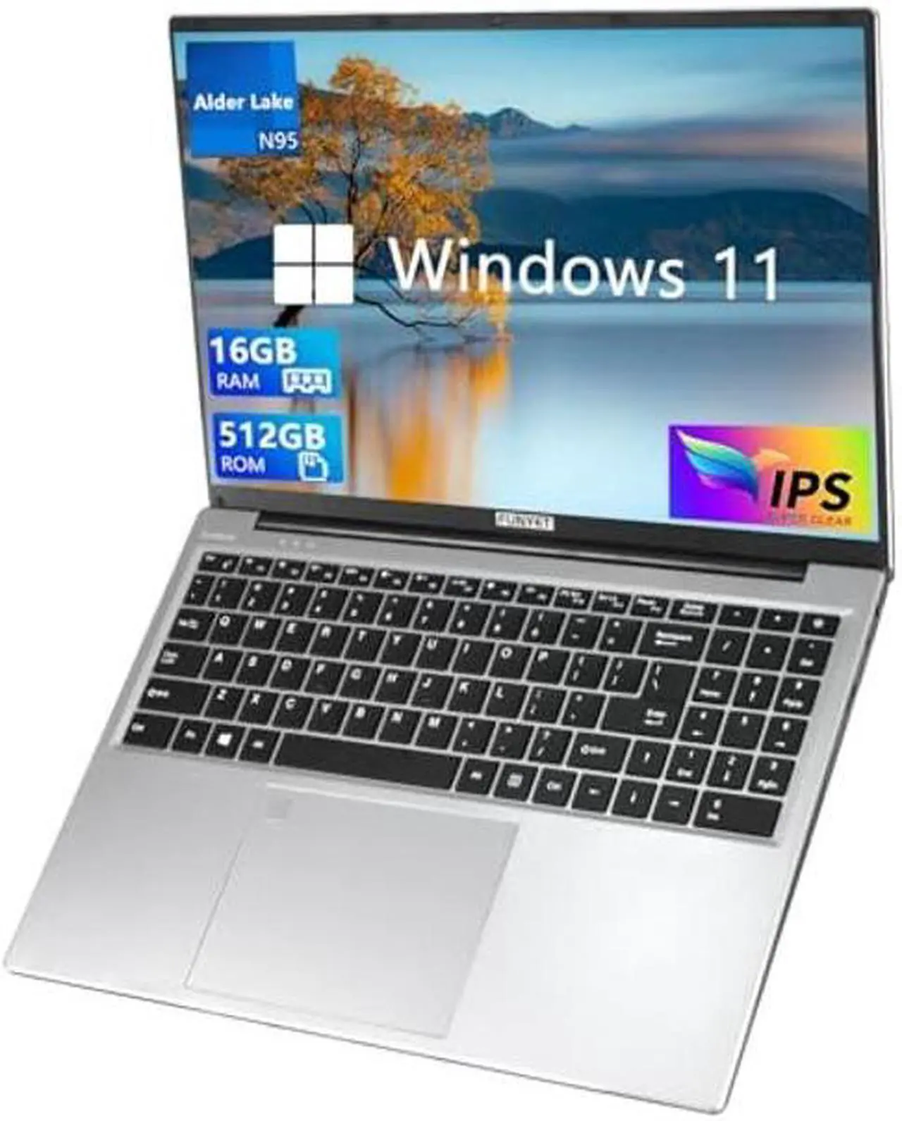 Main image of FUNYET 16 inch Laptop 12th Gen Alder Lake N95(Up to 3.4Ghz) 16GB RAM 512GB SSD, Windows 11 Laptop Computer with Narrow Bezels Design, 2.4G/5G WiFi, BT4.2, Fingerprint Unlock, Backlit Keyboard