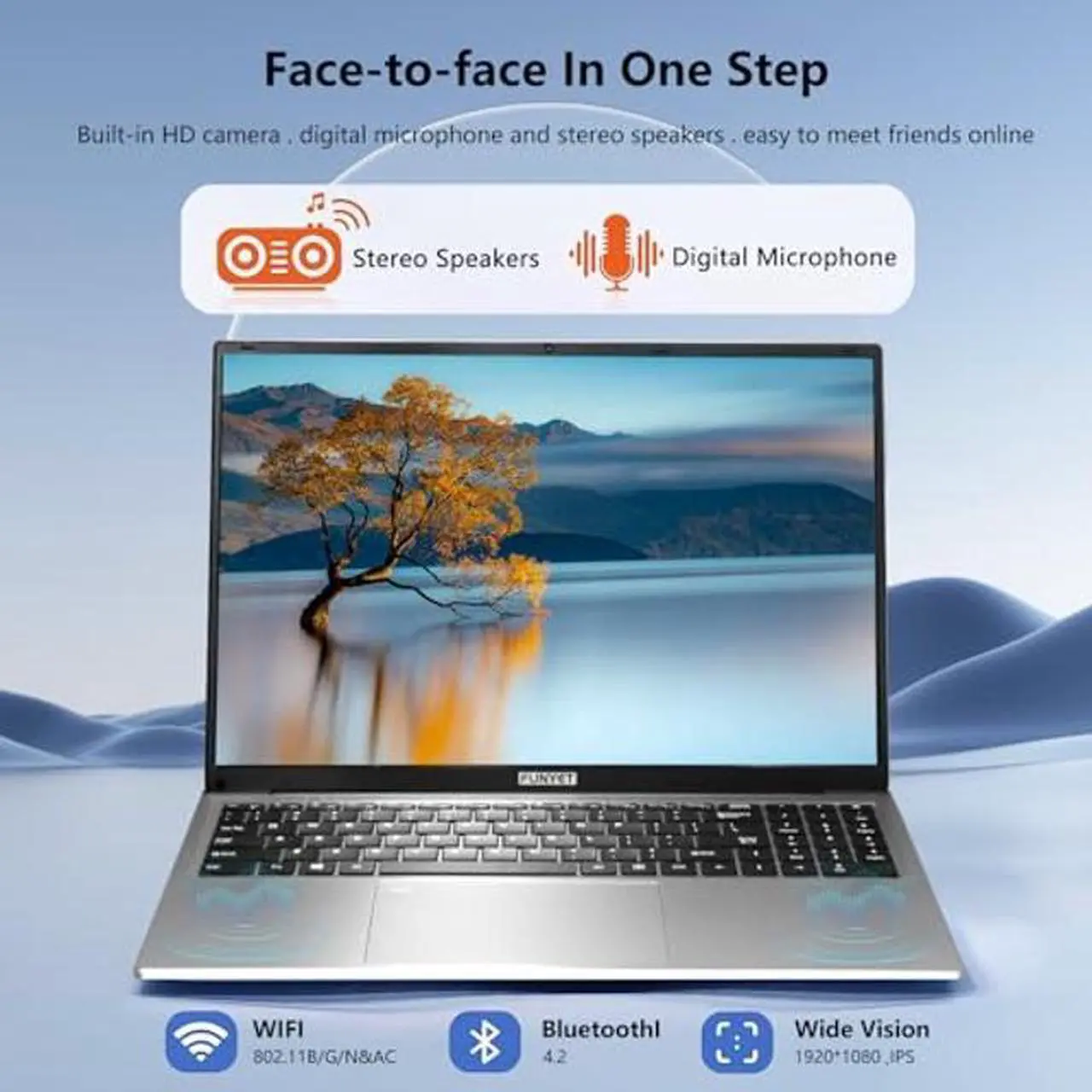 Alt view image 5 of 5 - FUNYET 16 inch Laptop 12th Gen Alder Lake N95(Up to 3.4Ghz) 16GB RAM 512GB SSD, Windows 11 Laptop Computer with Narrow Bezels Design, 2.4G/5G WiFi, BT4.2, Fingerprint Unlock, Backlit Keyboard