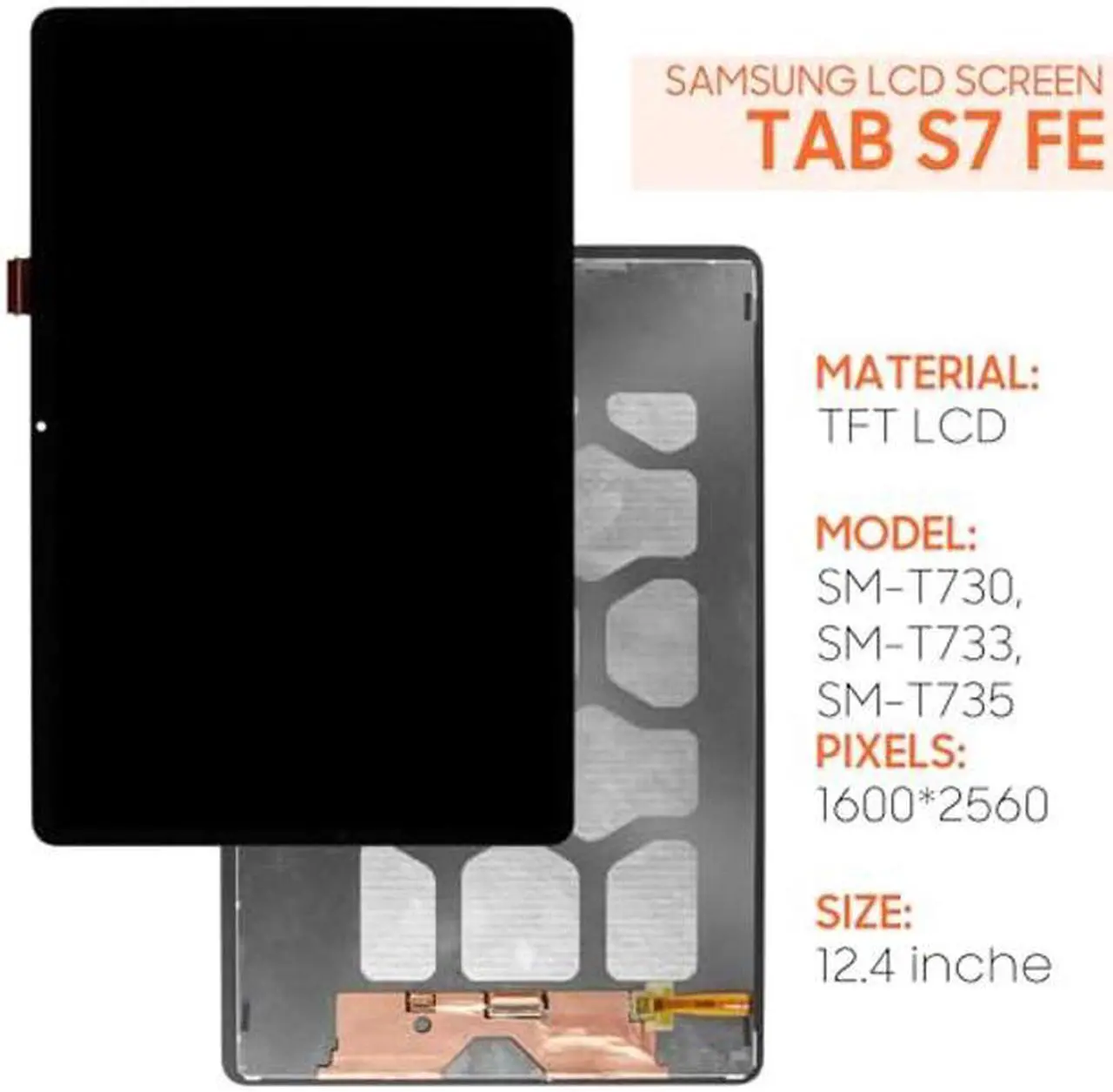 Alt view image 2 of 5 - for Samsung Galaxy Tab S7 FE T730 Screen Replacement T730 T733 T736 T738U T735 T737 LCD Display Touch Screen Digitizer Full Assembly,with Tools(Black)