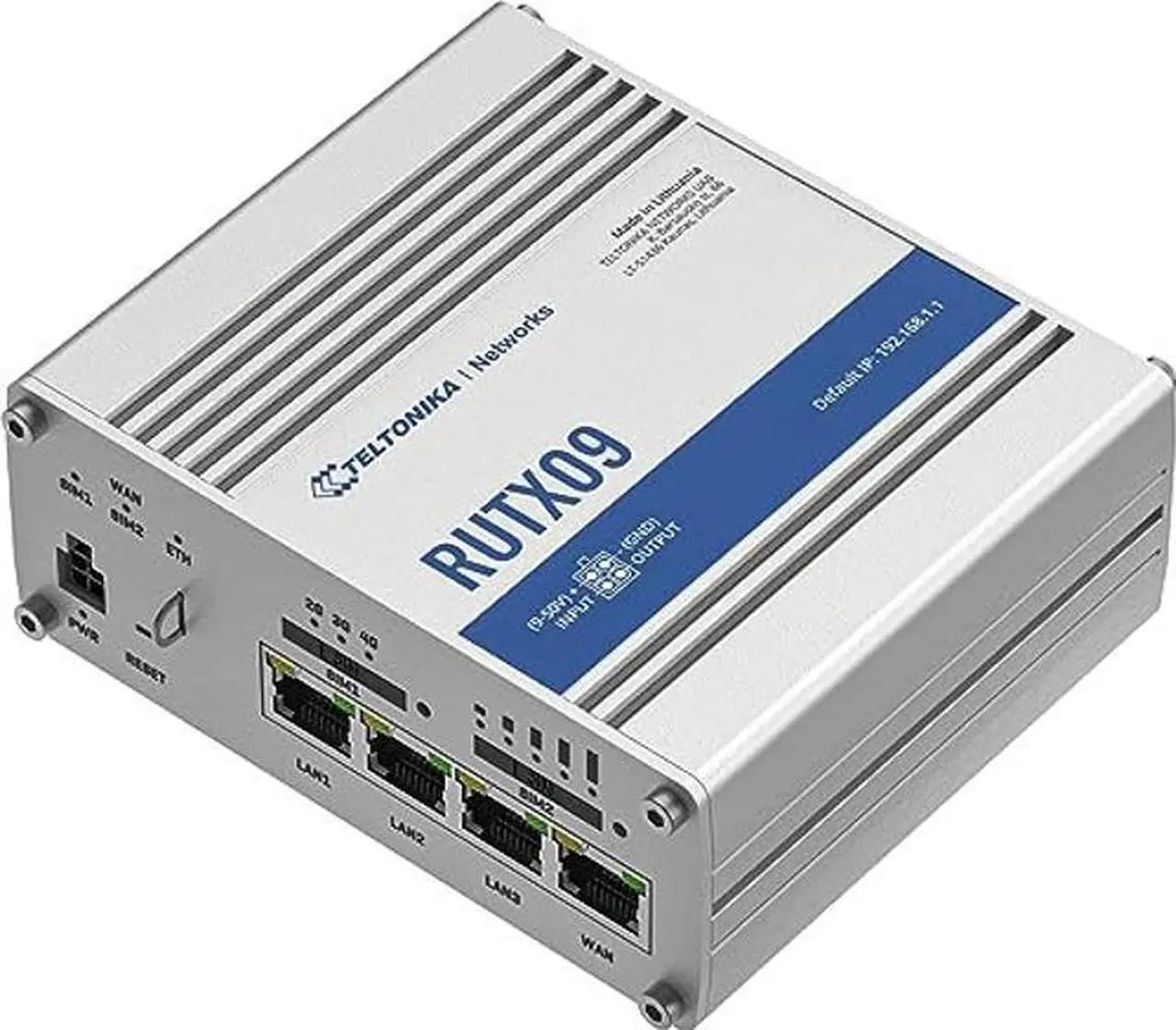 Main image of Teltonika RUTX09000000 Model RUTX09 Industrial Cellular Router; Not for use in USA; for use in Europe (excluding Russia and Belarus), Middle East, Africa, Australia, APAC2, Brazil, and Malaysia