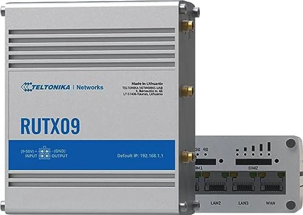 Alt view image 4 of 5 - Teltonika RUTX09000000 Model RUTX09 Industrial Cellular Router; Not for use in USA; for use in Europe (excluding Russia and Belarus), Middle East, Africa, Australia, APAC2, Brazil, and Malaysia