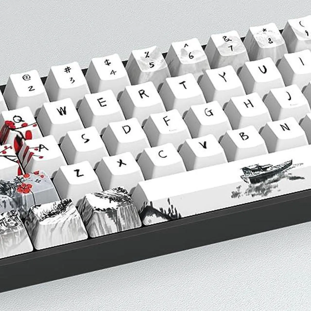 Alt view image 3 of 5 - MOLGRIA Plum Blossoms Keycaps 80 Set, PBT Cherry Profile Key Caps Japanese Style for 60/75 Percent Cherry MX Switch Mechanical Gaming Keyboard ANSI/ISO Layout