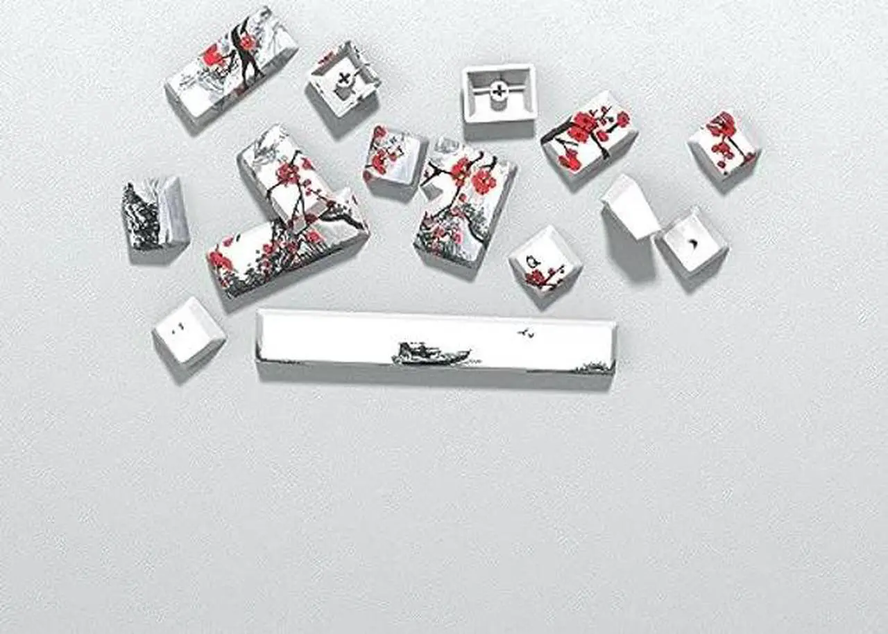 Alt view image 5 of 5 - MOLGRIA Plum Blossoms Keycaps 80 Set, PBT Cherry Profile Key Caps Japanese Style for 60/75 Percent Cherry MX Switch Mechanical Gaming Keyboard ANSI/ISO Layout