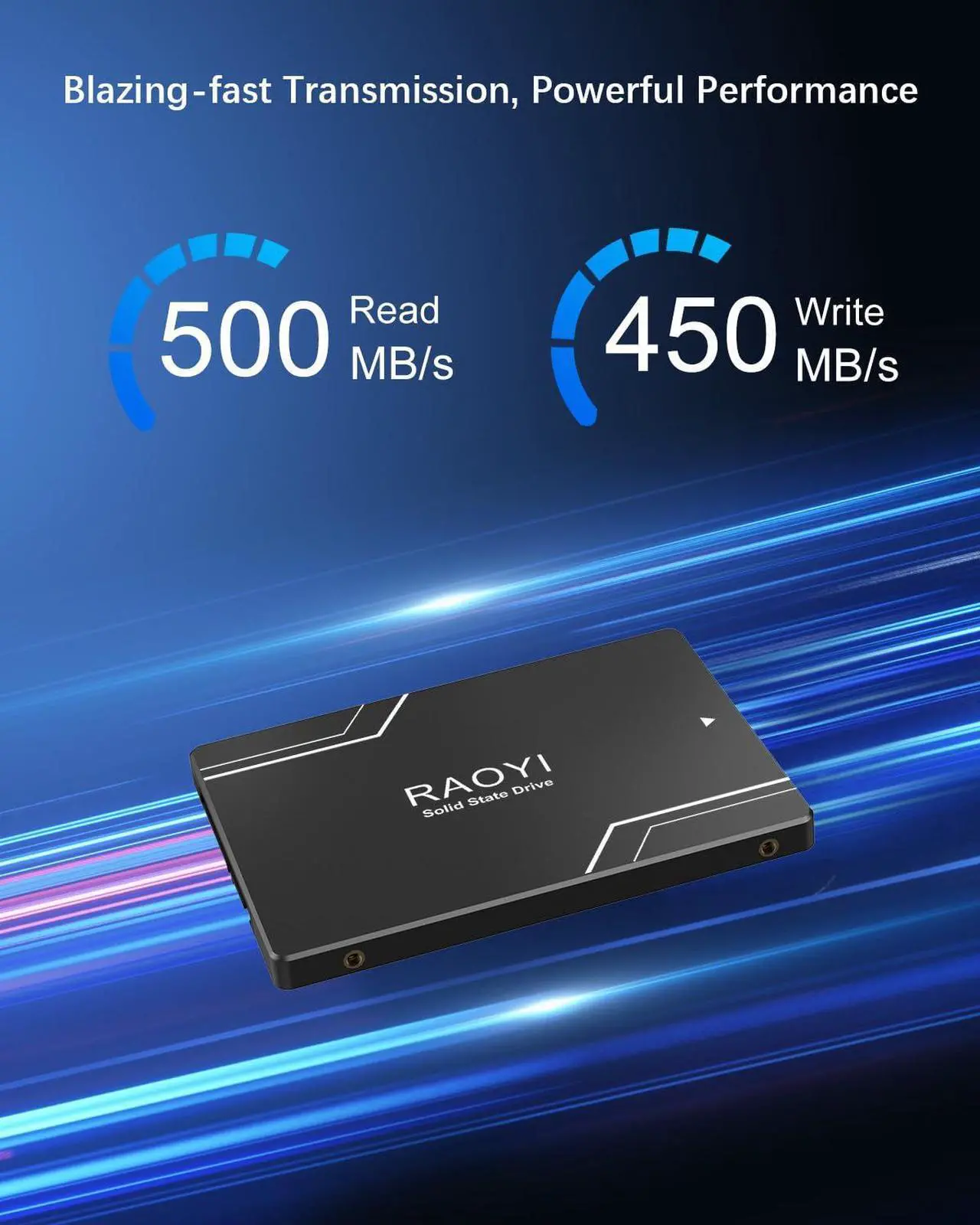 Alt view image 2 of 5 - RAOYI 256GB Internal SSD SATA III 2.5"Internal Solid State Drive 3D NAND Flash Advanced SSD Internal Hard Drive Up to 500MB/s SATA 3 SSD Upgrade Performance for PC Laptop