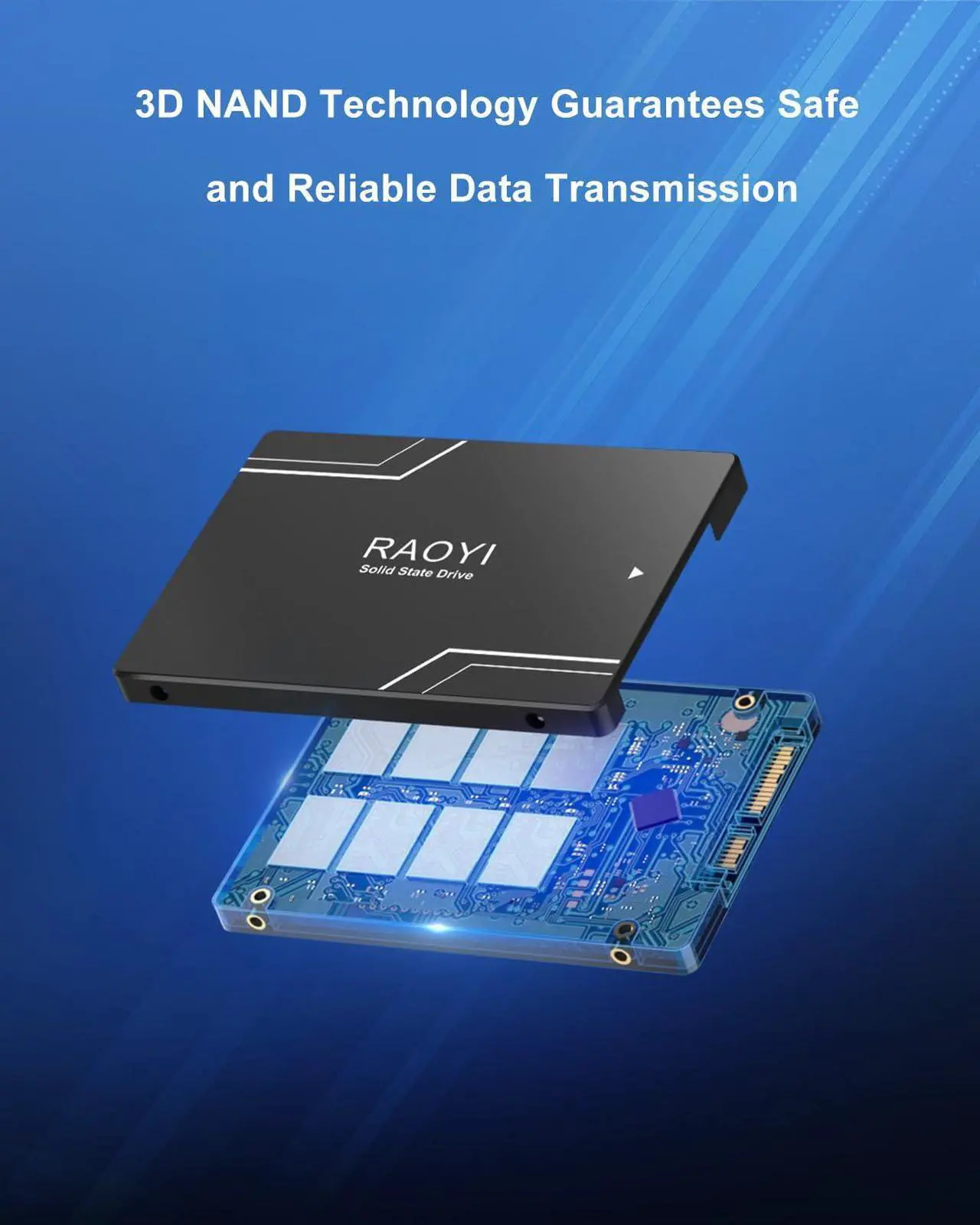 Alt view image 3 of 5 - RAOYI 256GB Internal SSD SATA III 2.5"Internal Solid State Drive 3D NAND Flash Advanced SSD Internal Hard Drive Up to 500MB/s SATA 3 SSD Upgrade Performance for PC Laptop