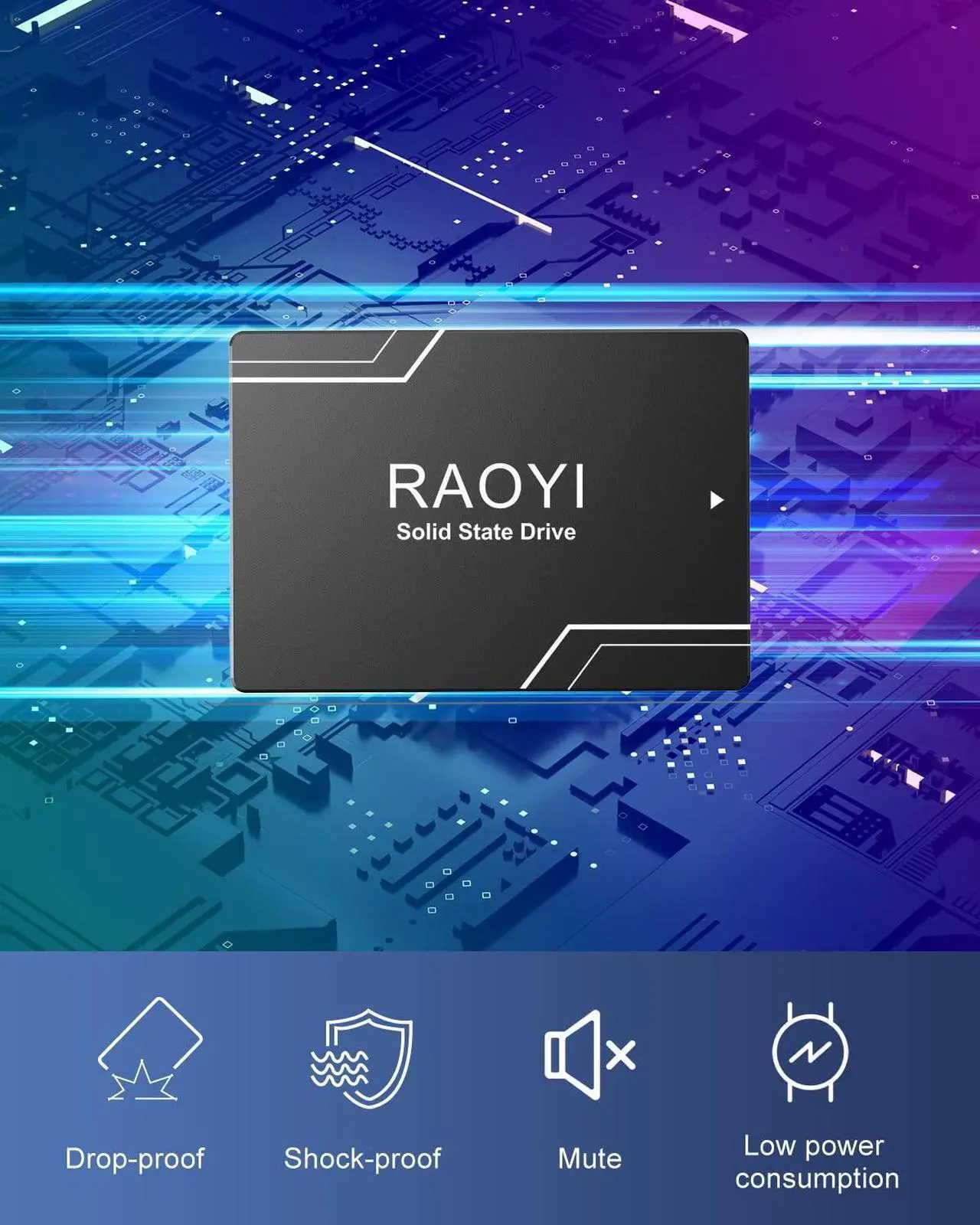 Alt view image 4 of 5 - RAOYI 256GB Internal SSD SATA III 2.5"Internal Solid State Drive 3D NAND Flash Advanced SSD Internal Hard Drive Up to 500MB/s SATA 3 SSD Upgrade Performance for PC Laptop