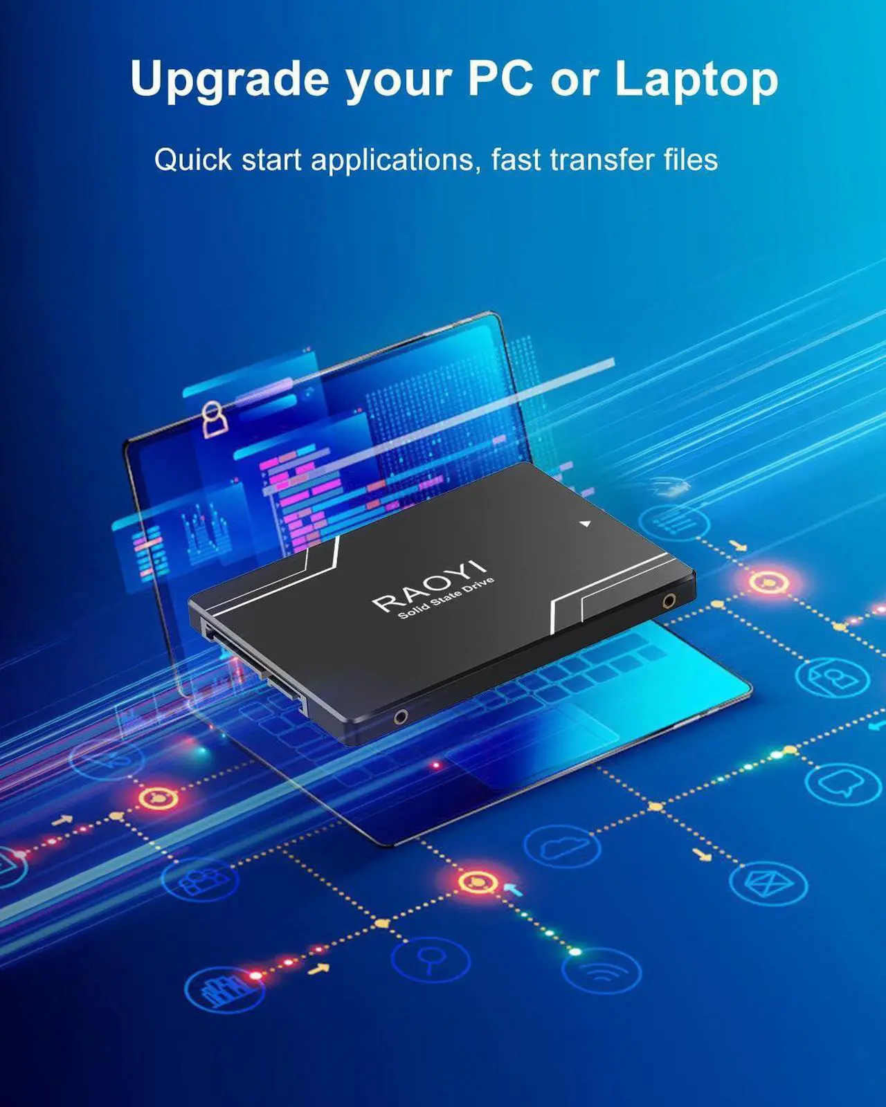 Alt view image 5 of 5 - RAOYI 256GB Internal SSD SATA III 2.5"Internal Solid State Drive 3D NAND Flash Advanced SSD Internal Hard Drive Up to 500MB/s SATA 3 SSD Upgrade Performance for PC Laptop