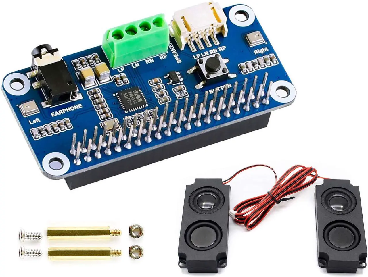 Main image of Audio HAT Module for Raspberry Pi 4B/3B+/3B/2B/B+/A+/Zero/Zero W/Pi Zero WH,WM8960 Hi-Fi Sound Card HAT Stereo CODEC, Play/Record