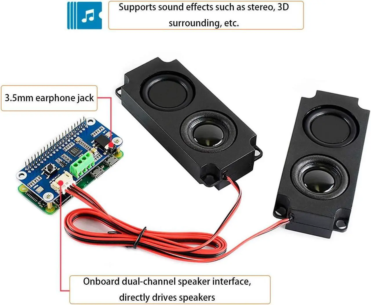 Alt view image 4 of 5 - Audio HAT Module for Raspberry Pi 4B/3B+/3B/2B/B+/A+/Zero/Zero W/Pi Zero WH,WM8960 Hi-Fi Sound Card HAT Stereo CODEC, Play/Record