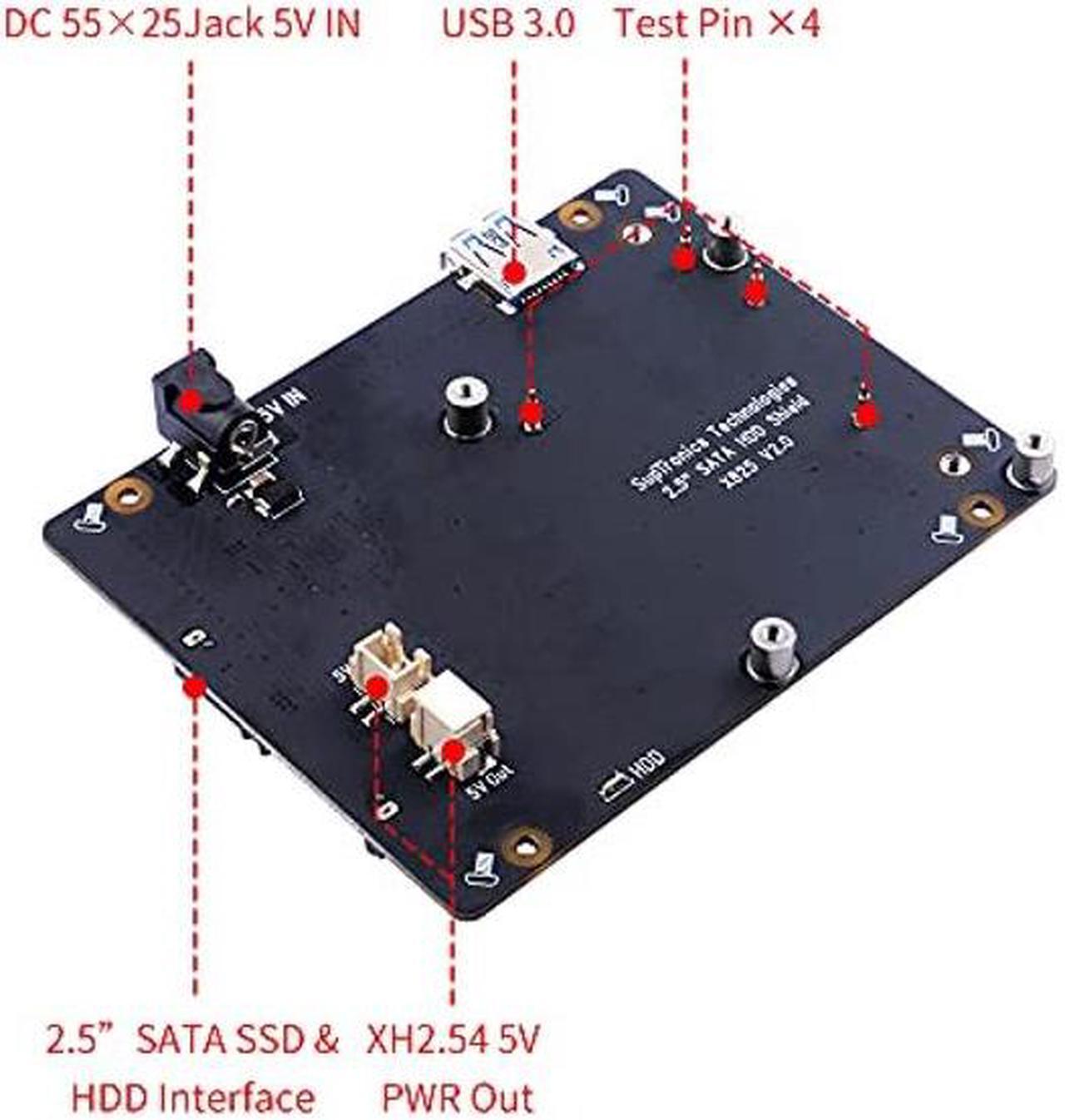 Alt view image 3 of 5 - GeeekPi SATA Storage for Raspberry Pi 4, 2.5 inch SATA HDD/SSD Expansion Board X825 V2.0 USB3.0 Shield for Raspberry Pi 4 Model B ( Only for Raspberry Pi 4B )