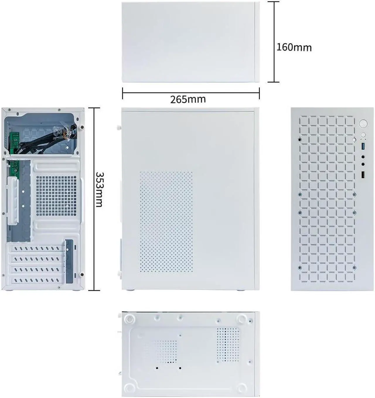 Alt view image 3 of 5 - Micro ATX Case PC Case: MATX Case Mini PC ITX Desktop Computer Case Support Micro ATX MATX DTX ITX Mini PC with USB3.0, Support 3.5'' HDD (White)
